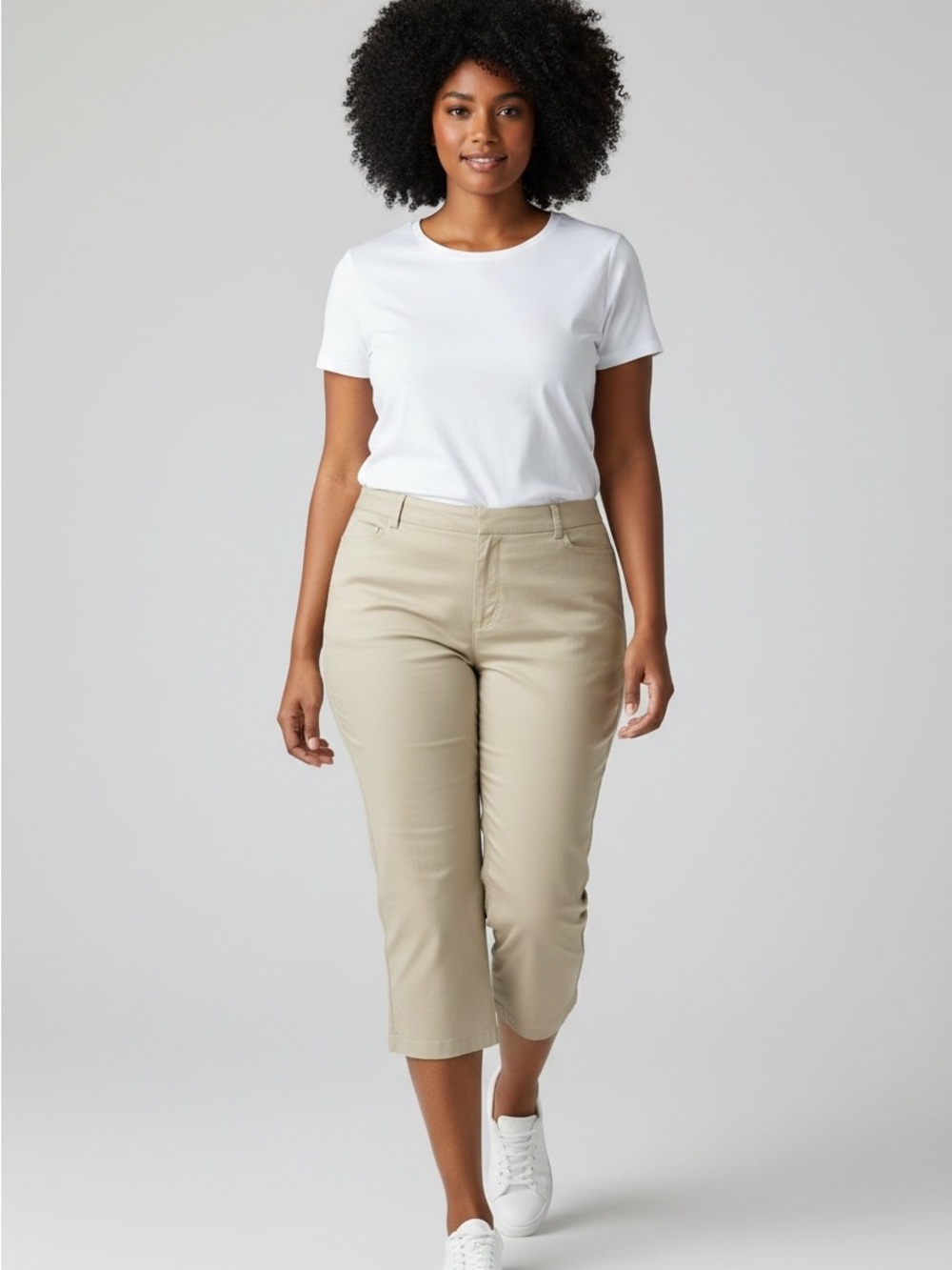NWT Sag Harbor Slimming Solution Crop Khaki Capri Pants Size 22W